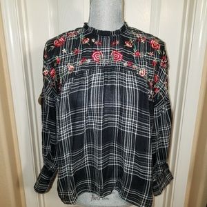 Zara Top with Floral Embroidery Accents